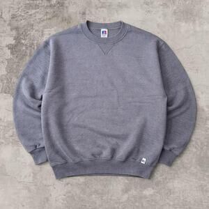 Russell Athletic Sunfaded Grey Crewneck XLT Vintage Blank Boxy 1990s USA Cotton